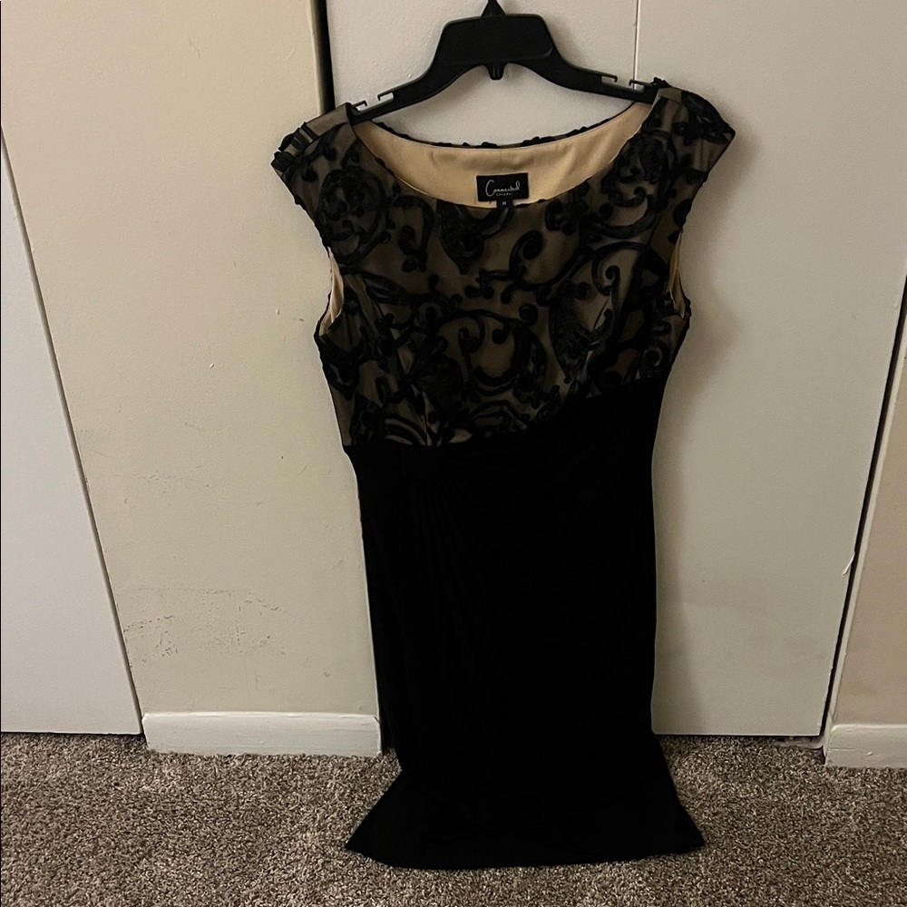 Connected Apparel Black and Cream Mini Dress